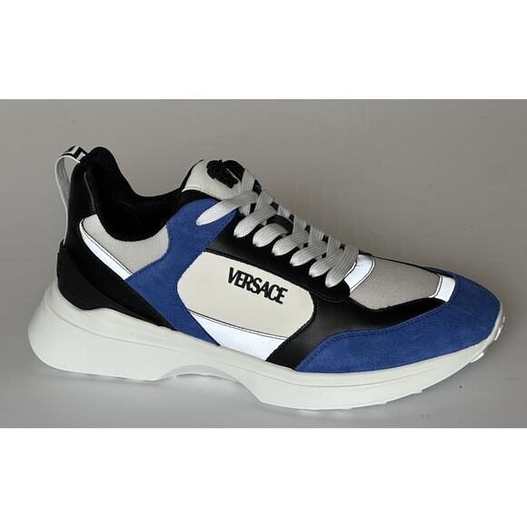Versace Medusa Men’s White/Black/Blue Sneakers 12 US (45 Eu) 1011942 IT NIB $825
